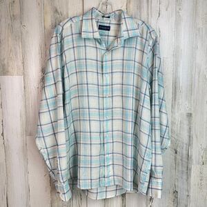 Peter Millar Collection Men's Large Polperro Plaid Flex Finish Linen Shirt